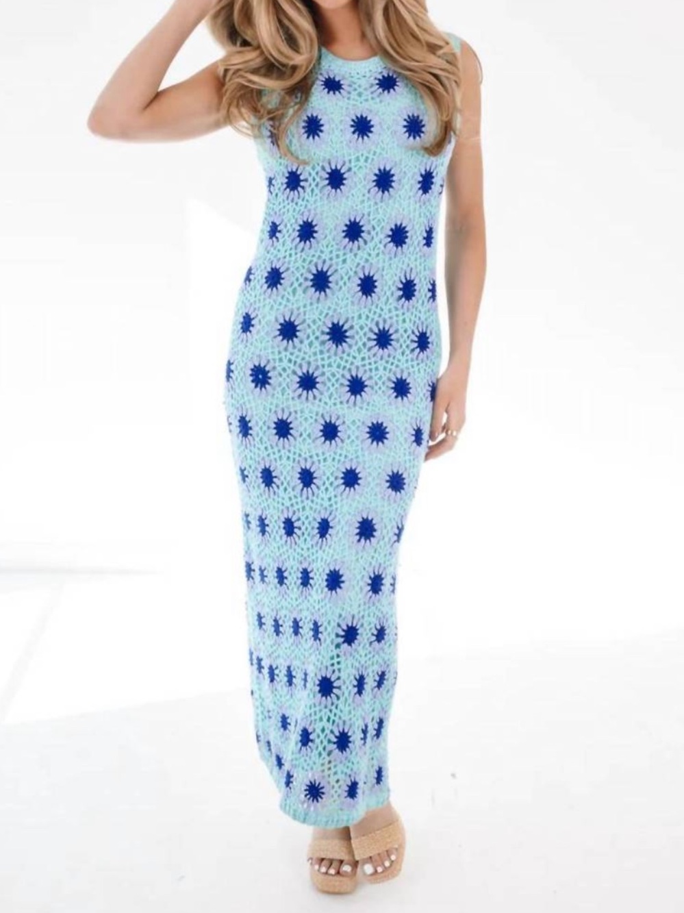 J.Marie Blake Crochet granny square pattern Maxi Dress